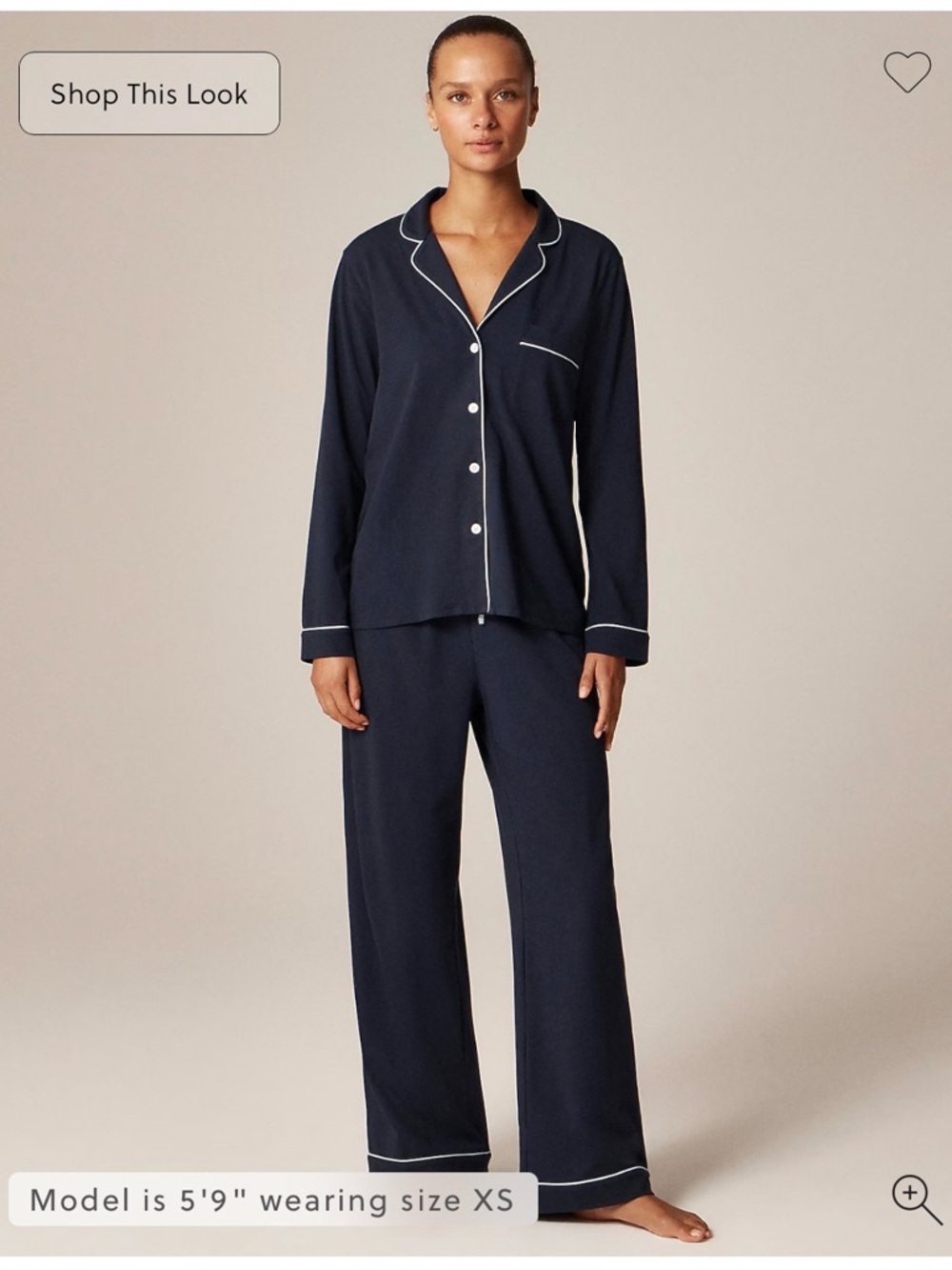 J. Crew Contrast-Trim Cotton Blend Pajama Set - Women’s Large in Green